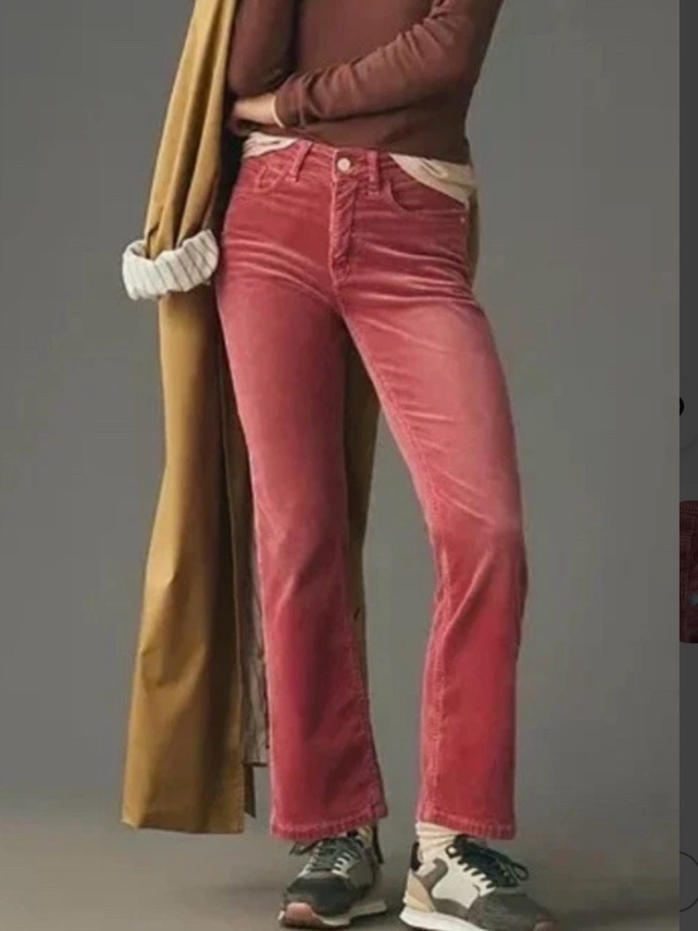 Anthropologie Pilcro The Yaya Mid-Rise Corduroy Crop Flare Jeans Refined Cozy